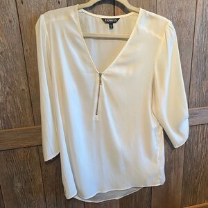 Express blouse size M. Off white with 3/4 length sleeve. Gold 3/4 zipper.